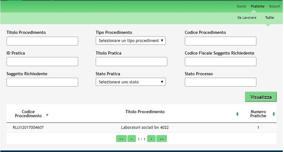 4. Area Pratiche In qualunque momento è possibile accedere alla propria pratica tramite il menu PRATICHE.