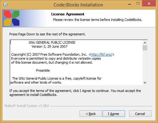 Installazione di CodeBlocks ü Acce=are i termini di licenza cliccando