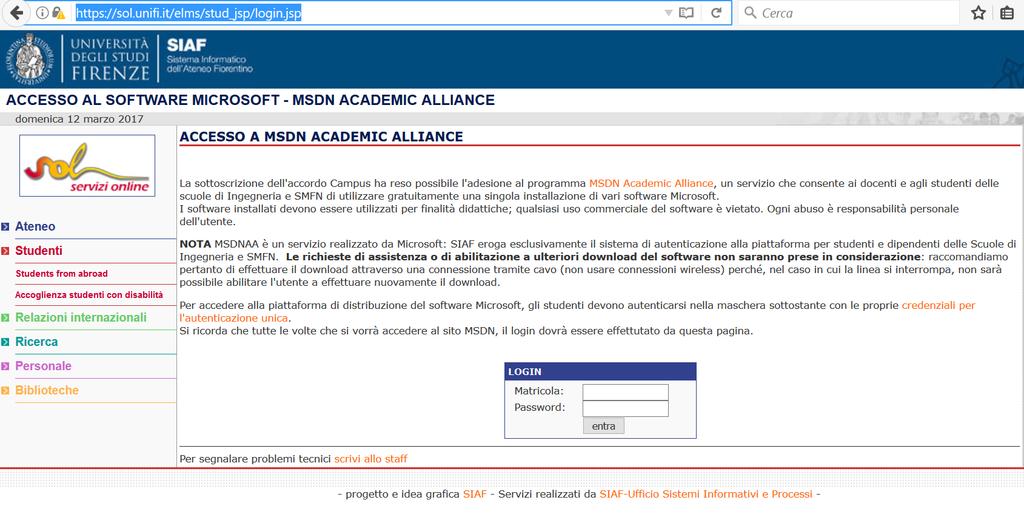 Informazioni licenze studenti Licenza da studente https://sol.unifi.