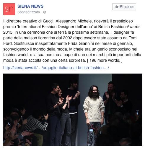 SOCIAL ADS I contenuti realizzati verranno sponsorizzati sui canali Facebook di Siena