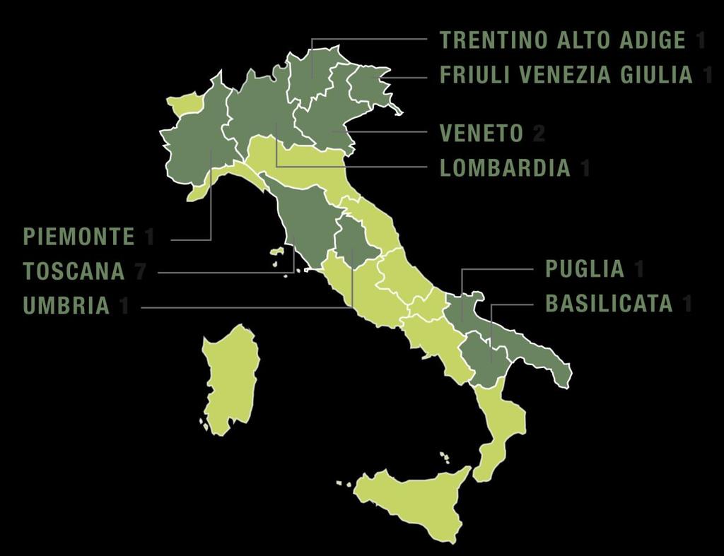 Al 31 luglio 2017, 16 aziende vitivinicole e 4 DOC/DOCG