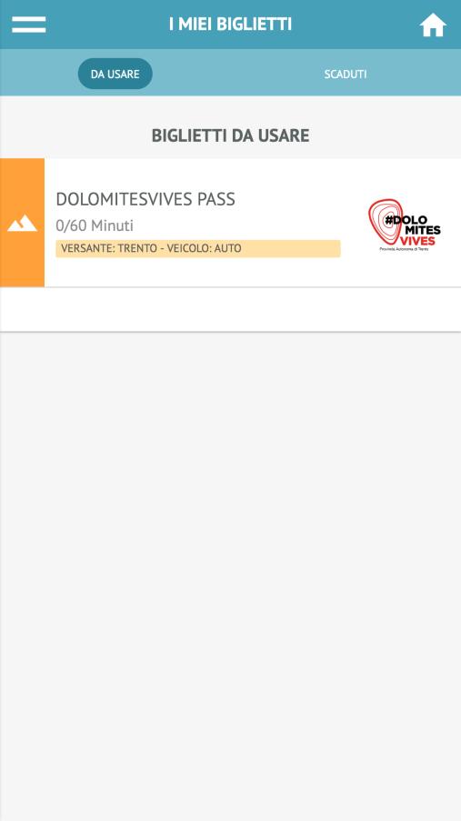 Al contempo il pass è comunque visualizzabile all interno dell app OpenMove nella sezione I miei biglietti, una volta effettuato il login