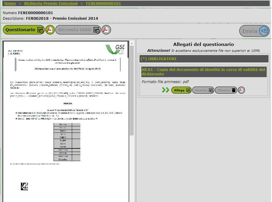 8. Gestione / Invio Manuale Utente Questionario FERPREM Effettuato il corretto caricamento, il questionario è passato dallo stato Compilato allo stato Valido (Img Info Verifica) pertanto è ora