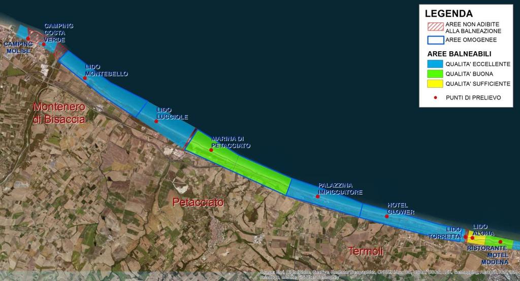 Figura 4: Costa Nord acque di balneazione ricadenti