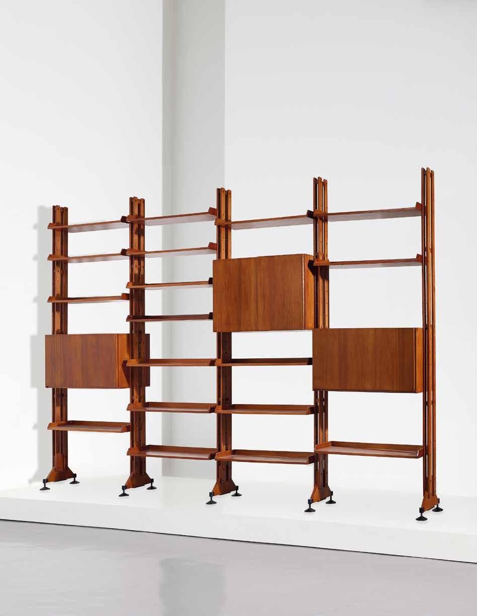 879. FRANCO ALBINI & FRANCA HELG Libreria mod. LB10, Poggi 1958. Legno, metallo vernciiato cm 221x350x40 G.