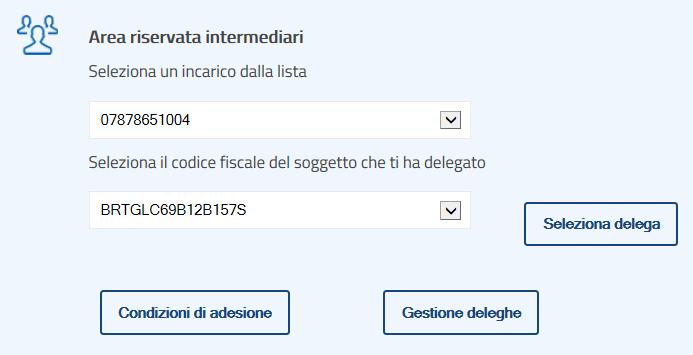 possono selezionare le deleghe ricevute.