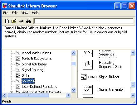 Si può attribuire, alla banda disponibile, l andamento desiderato grazie al blocco Simulink chiamato Signal Builder accessibile dalla libreria di Simulink alla voce Sources: Fig. 4.