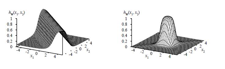 Spazio delle ipotesi H per il percettrone multistrato Fig. (a): cresta prodotta da due funzioni a soglia morbida Fig.