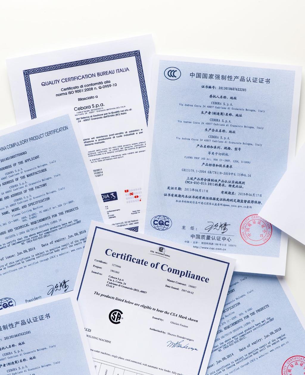 certificazioni specifiche, come il certificato GOST (Russia), il certificato CCC (Cina), CSA