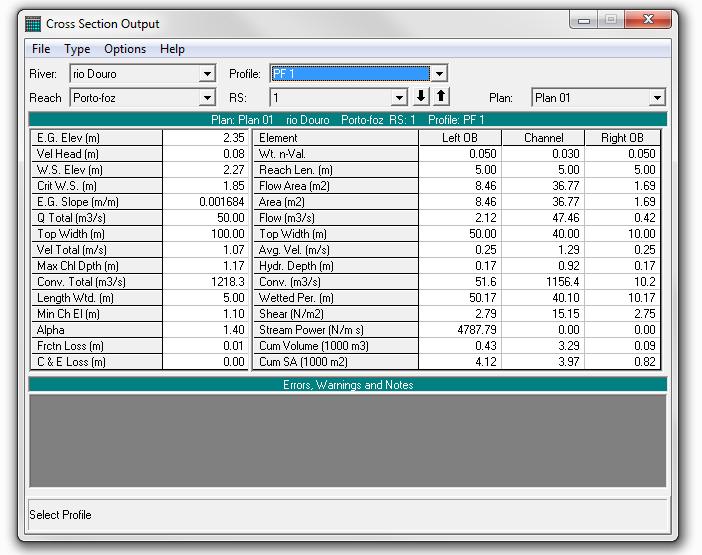 Visualizzazione dei risultati Per visualizzare la tabella riassuntiva dei risultati (per singola sezione) Click sull icona oppure View -> Detailed Output Tables Queste frecce permettono di spostarsi