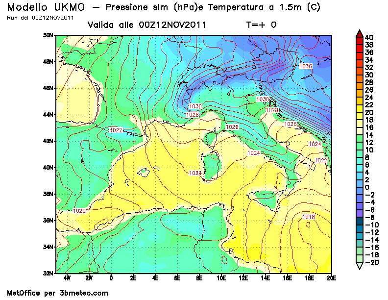 e temperatura al suolo Precipitazione cumulata Copertura nuvolosa Situazione: