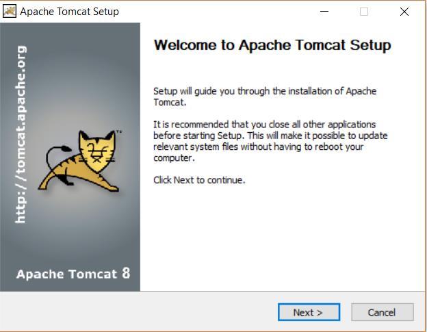 GUIDA ALL'INSTALLAZIONE PAG. 4 2.2 INSTALLAZIONE WEB SERVER APACHE TOMCAT Nota: L'installazione di Apache Tomcat versione 8.5.