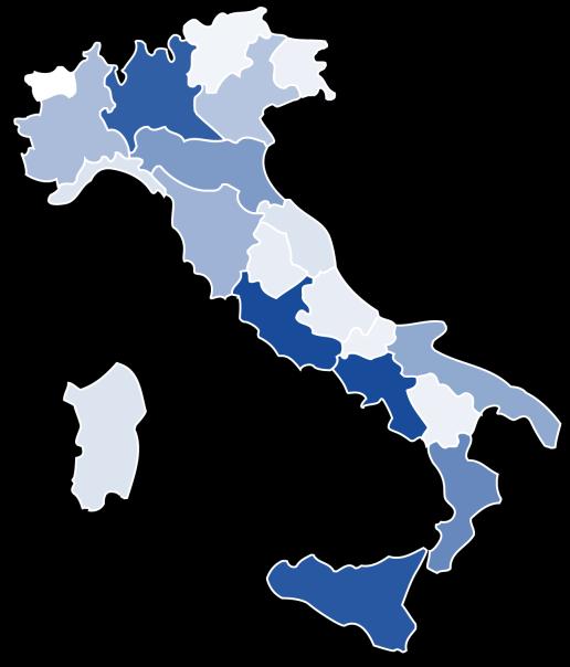 Imprese sequestrate distribuzione geografica Stato Regione Totale Imprese % ITALIA ABRUZZO 203 1,14% BASILICATA 90 0,50% CALABRIA 1.398 7,84% CAMPANIA 2.