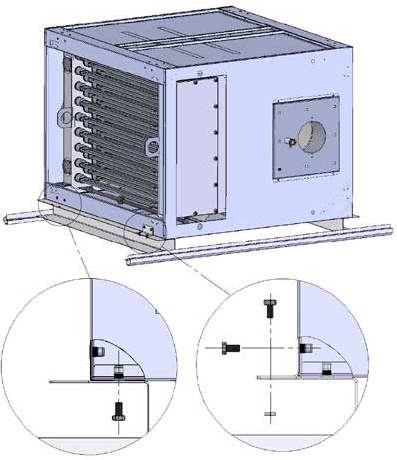4.5 Inserimento moduli GH nella struttura Ancoraggio del modulo alla struttura I generatori di calore serie GHxxxx possono essere installati con semplicità all'interno delle strutture in cui vengono
