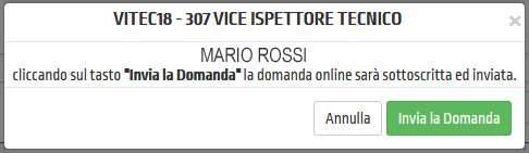 INVIA LA DOMANDA Al termine della compilazione di tutti i titoli selezionare il tasto