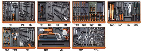 289 5908VI/2T assortimento di 232 utensili in termoformato Manutenzioni industriali N. pezzi/descrizione 5 chiavi a bussola maschio esagonale 1/2" 5-6 - 8-10 - 12 mm Beta N.