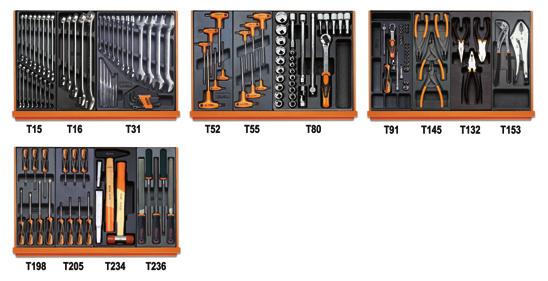 297 5904VU/3T assortimento di 146 utensili in termoformato Universali 23 kg N. pezzi/descrizione Beta N.