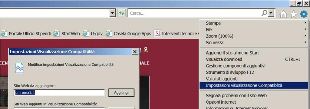 Internet Explorer Visualizzazione Compatibilità Nel caso di utilizzo del