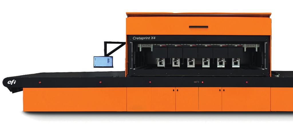 EFI Cretaprint X4 In quanto principale vantaggio di EFI Cretaprint, la X4 consente l'uso di diverse teste di stampa e applicazioni digitali, anche sulla stessa macchina.