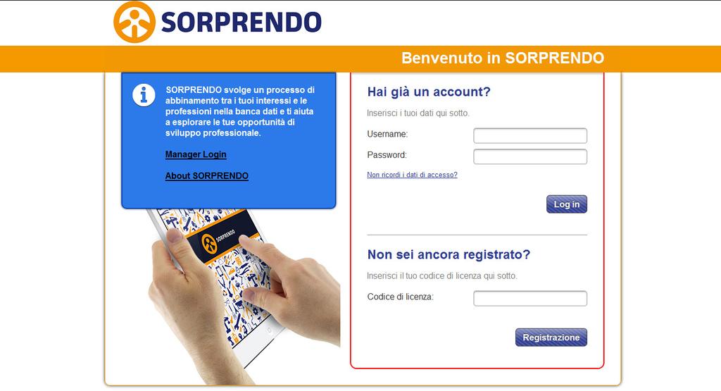 Registrare un nuovo utente Dal modulo Non sei ancora registrato?