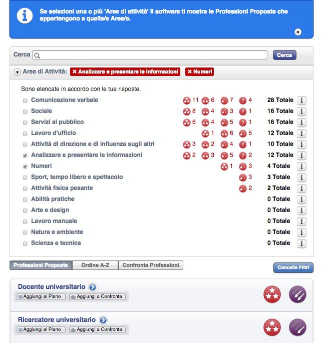 Cliccando sul pulsante si visualizza la descrizione dell area.