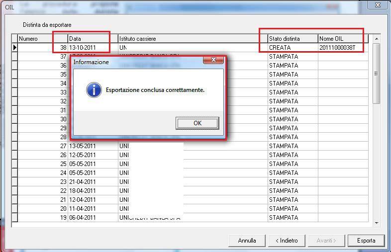 La procedura avvia quindi tutti i controlli per la verifica della completezza e correttezza dei dati dei movimenti della distinta selezionata Se l