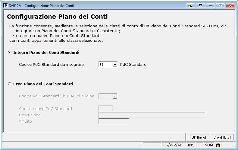 CAMBIO PIANO DEI CONTI 1) ATTIVAZIONE CLASSI FACOLTATIVE SUI PIANI DEI CONTI