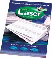 COPY LASER PREMIUM Etichette autoadesive in carta bianca opaca Confezione da 100 fogli e da 30 fogli Ottimizzate per l utilizzo con stampanti Laser, Inkjet e fotocopiatrici, in bianco e nero e a