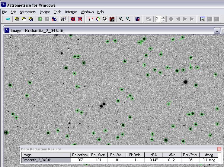 Calibrazione con Astrometrica (2/2) Durante la riduzione vengono scelte