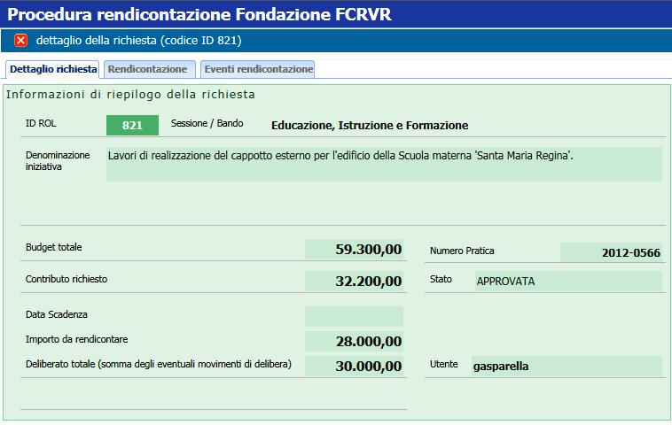 In esse si trovano riepilogati alcuni dati del Progetto (Scheda 1), oltre allo storico delle azioni subite dalla specifica