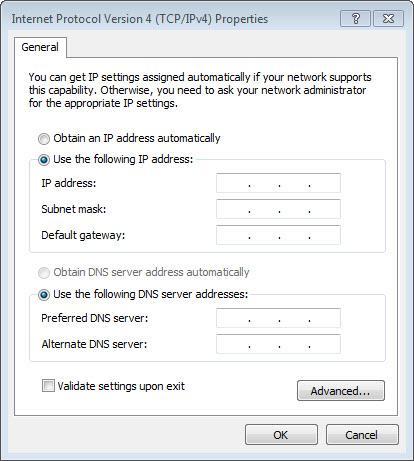 Aprire la finestra "Proprietà - Protocollo Internet versione 4 (TCP/IPv4)". Usare le informazioni annotate per configurare la scheda di rete con IP statico.