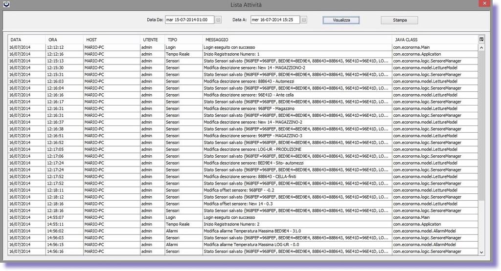 Inizialmente si creerà l elenco delle persone che possono accedere al sistema di monitoraggio inserendo i nomi nella Gestione Utenti, con la mansione nel campo Tipo Utente e la relativa password.