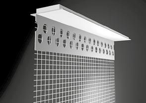 Confezioni da 62,5 ml. PVC finishing profile for archs with alkali-resistant fiberglass mesh 100x100 mm width, H 2.500 mm. [ 11 ] GSD100.