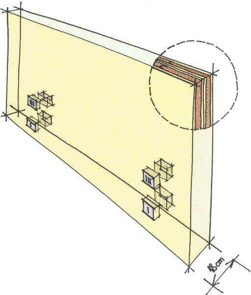 gessofibra 12,5 mm Potere fonoisolante: R w = 65,3 db (64,8 db in presenza di 8 scatole