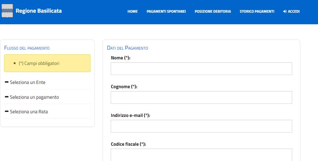 Pagamento spontaneo E stata aggiunta la possibilità di fare un pagamento spontaneo anche senza