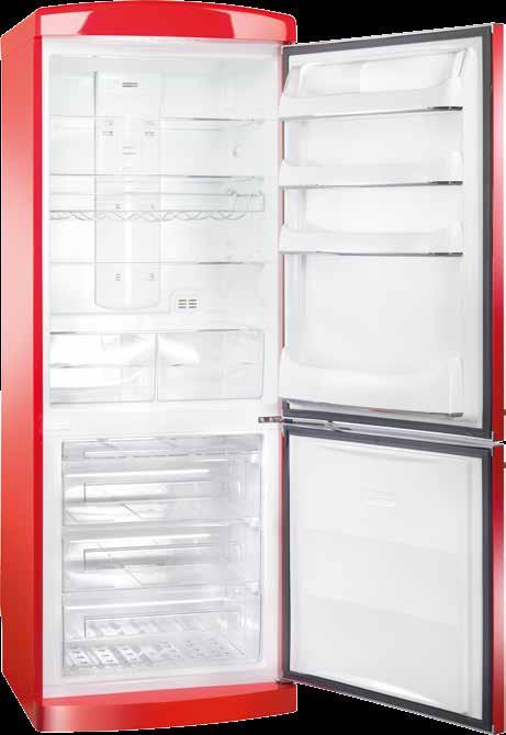 RETRO COMBINATO 70 COMBINED 70 70cm Tecnologia TOTAL NO-FROST Multi Level per non dover più sbrinare il congelatore e mantenere la giusta umidità nel vano frigorifero.