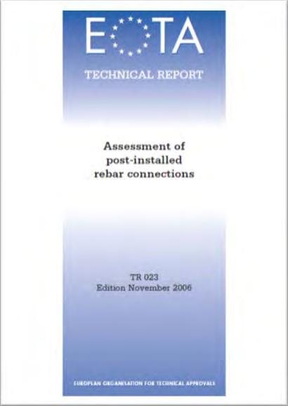 37 > sistemi di consolidamento Per ulteriori approfondimenti: ETAG 001 Part Five Bonded Anchors TR