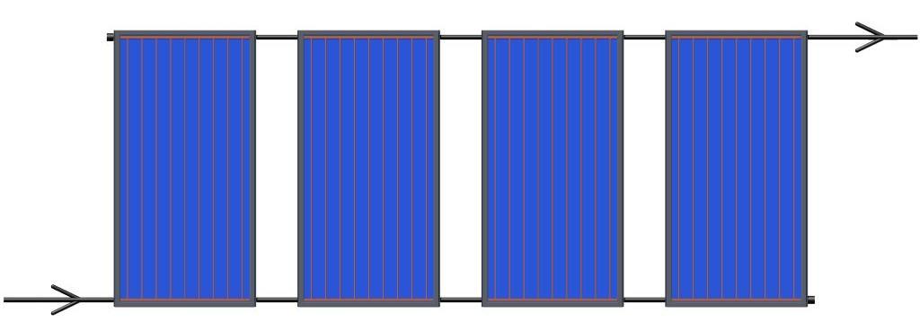 5.2 Collegamento schiere solari a) Collegamento collettori solari in un unica schiera Circolazione forzata b) Collegamento collettori solari su due schiere una al di sopra dell altra (max.