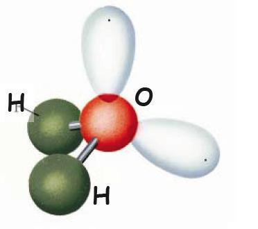 Il una molecola o ione del tipo AX 2 E 2 due vertici del tetraedro sono occupati da coppie di non legame; l angolo di legame si riduce ulteriormente a 105 e la geometria è piegata: Una bipiramide