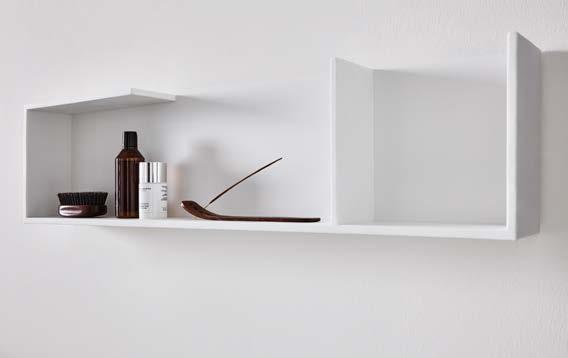 Unico Mensola Shelf Mensole in Corian, anche colorato, dallo sviluppo orizzontale. White or colored Corian shelves.