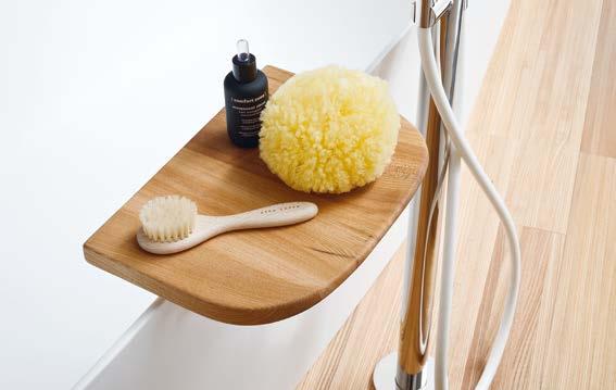 Solid wood bath shelf with elm Finishes, specific for Fonte bathtub.