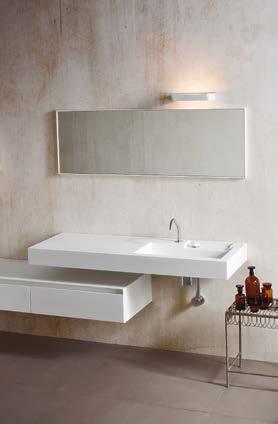 Il bordo salvagoccia perimetrale rende molto pratico l utilizzo e la pulizia. Realizzato in Corian opaco, setoso, levigato a mano. Corian top with thermoformed integrated washbasin.