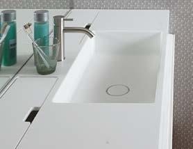 Integrated storage on Corian top, with small door and slow closing system. Available for every Corian top.