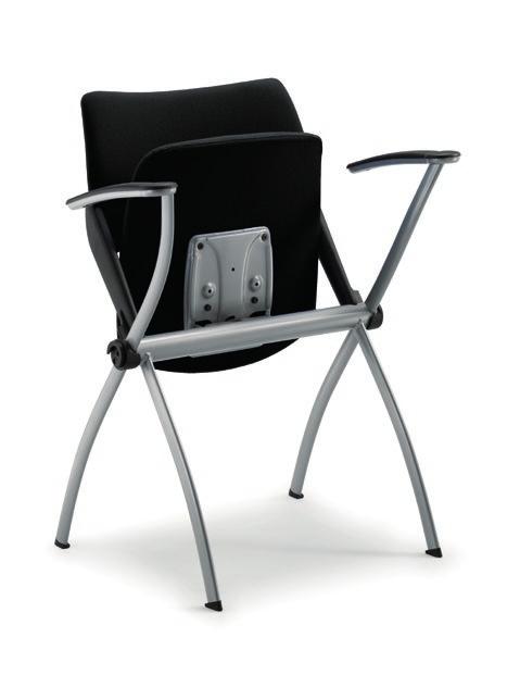 Mantiene le stesse caratteristiche della sedia fissa con in più l impilabilità in orizzontale.