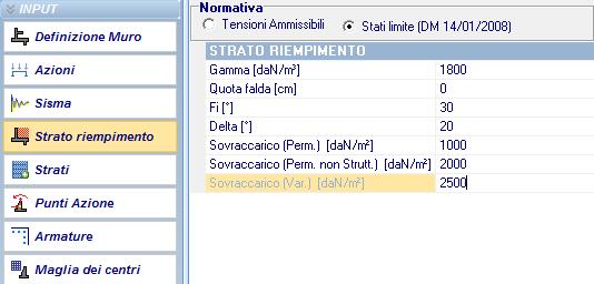 - TA Consente di definire i dati per l azione sismica -Zona Sismica: consente di attivare i dati per l azione sismica, attivando il dato si puo inserire il grado