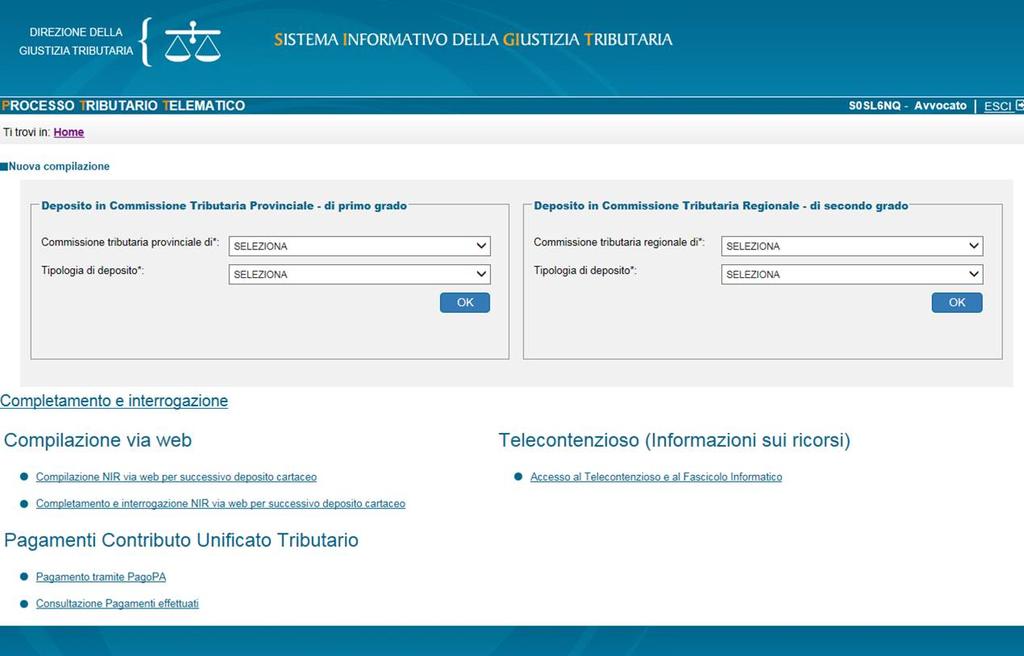 PTT Deposito telematico Il PTT consente la gestione del deposito via WEB tramite upload Individuazione