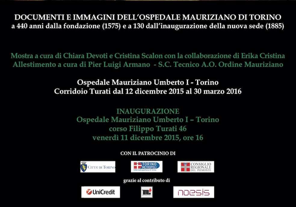 A 440 anni dalla fondazione (1575) e a 130 dall inaugurazione della nuova sede (1885), Torino, Ospedale Umberto I, 12 dicembre 2015-30 marzo 2016; o curatela, con Chiara Devoti, del catalogo della