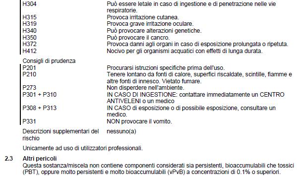 Pagina di approfondimento Scheda di Sicurezza SDS Schede