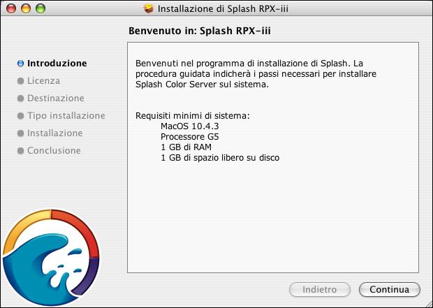 INSTALLAZIONE DEL SOFTWARE SPLASH RPX-iii SERVER 15 INSTALLAZIONE DEL SOFTWARE SPLASH RPX-iii SERVER In questo capitolo viene descritto come convertire un computer Macintosh in Splash RPX-iii Xerox