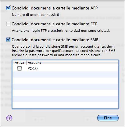 INSTALLAZIONE DEL SOFTWARE UTENTE CON LA CONDIVISIONE DEI FILE 33 PER CONFIGURARE EFI SPLASH RPX-iii PER L INSTALLAZIONE DEL SOFTWARE PER MAC OS TRAMITE LA CONDIVISIONE DEI FILE (MAC OS 10.